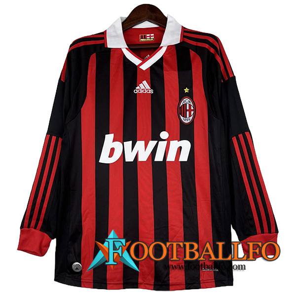 Camisetas De Futbol AC Milan Retro Manga Largas Primera 2009/2010