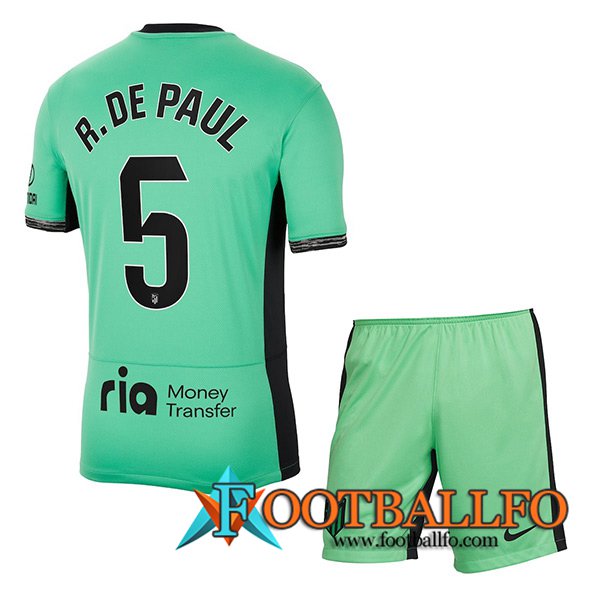 Camisetas De Futbol Atletico Madrid (R. DE PAUL #5) Ninoss 2023/2024 Tercera