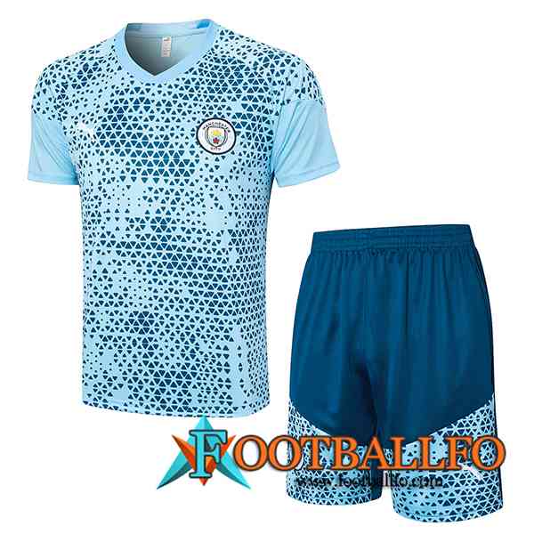 Camiseta Entrenamiento + Cortos Manchester City Azul Claro 2023/2024 -03