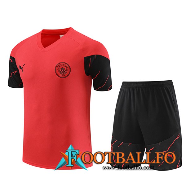 Camiseta Entrenamiento + Cortos Manchester City Rojo 2023/2024 -02