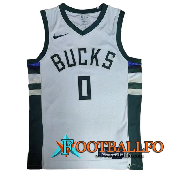 Camisetas De Futbol Milwaukee Bucks (LILLARD #0) 2023/24 Blanco/Verde