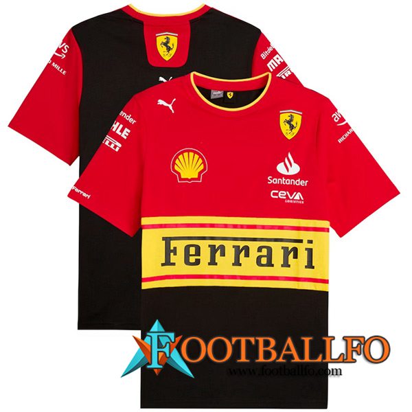 Camiseta de manga corta F1 Scuderia Ferrari Team Rojo/Negro/Amarillo 2023