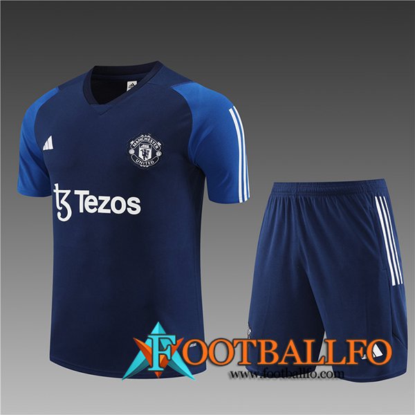 Camiseta Entrenamiento + Cortos Manchester United Ninos Azul marino 2023/2024