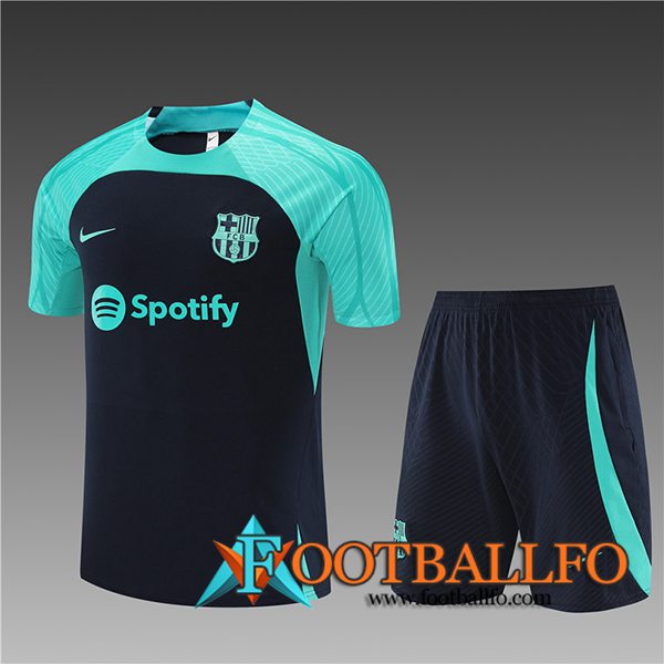 Camiseta Entrenamiento + Cortos FC Barcelona Ninos Azul marino 2023/2024 -02