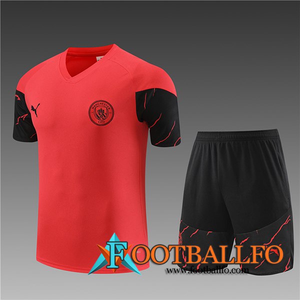 Camiseta Entrenamiento + Cortos Manchester City Ninos Rojo 2023/2024