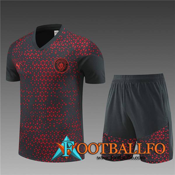 Camiseta Entrenamiento + Cortos Manchester City Ninos Gris Oscuro 2023/2024