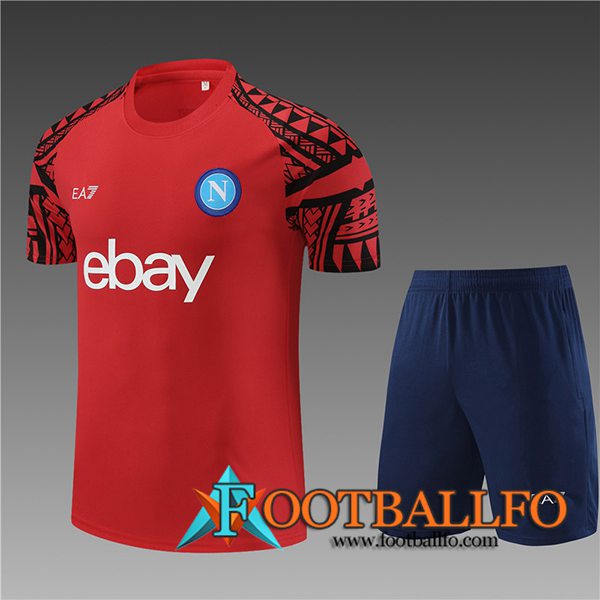 Camiseta Entrenamiento + Cortos Naples Ninos Rojo 2023/2024