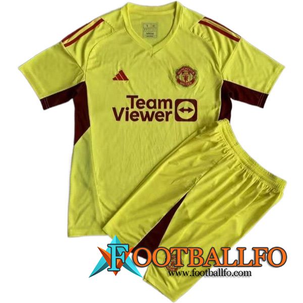Camisetas De Futbol Manchester United Ninos Portero Amarillo 2023/2024
