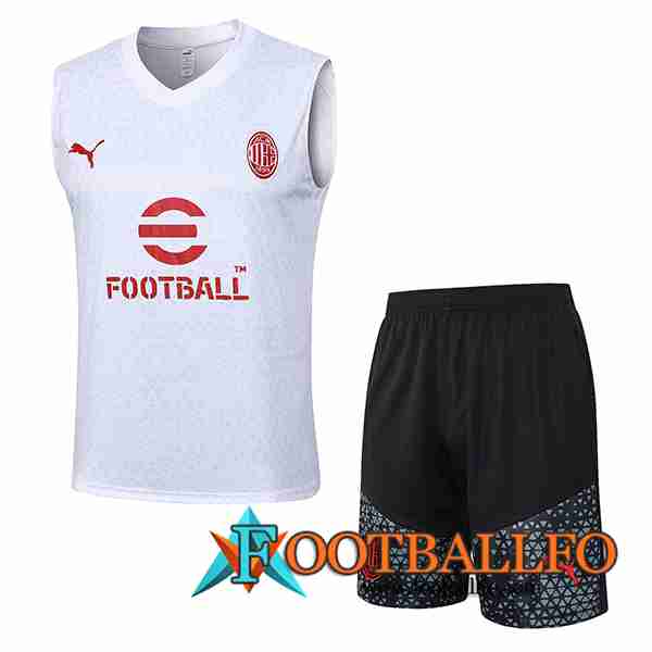 Camiseta Entrenamiento sin mangas + Cortos AC Milan Blanco 2023/2024