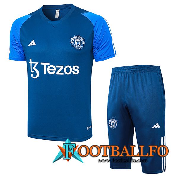 Camiseta Entrenamiento + Cortos Manchester United Azul 2023/2024