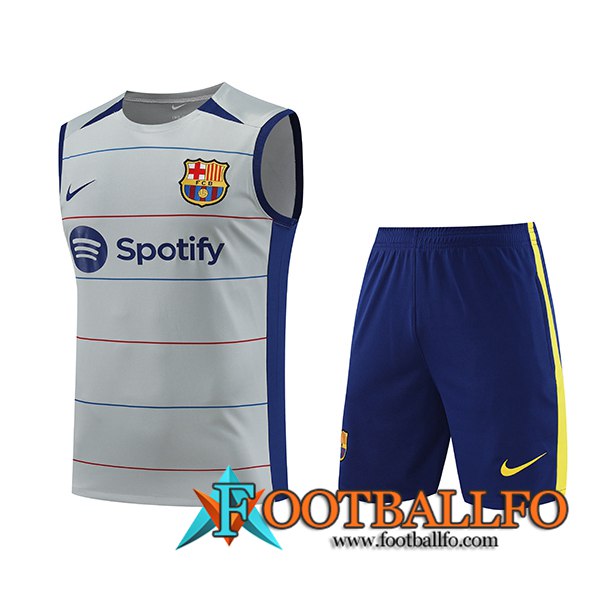 Camiseta Entrenamiento sin mangas + Cortos FC Barcelona Gris 2023/2024 -03