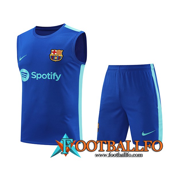 Camiseta Entrenamiento sin mangas + Cortos FC Barcelona Azul 2023/2024 -05