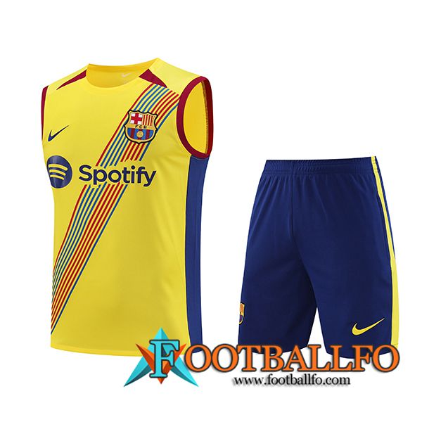Camiseta Entrenamiento sin mangas + Cortos FC Barcelona Amarillo 2023/2024 -04