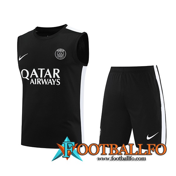 Camiseta Entrenamiento sin mangas + Cortos PSG Negro 2023/2024 -04
