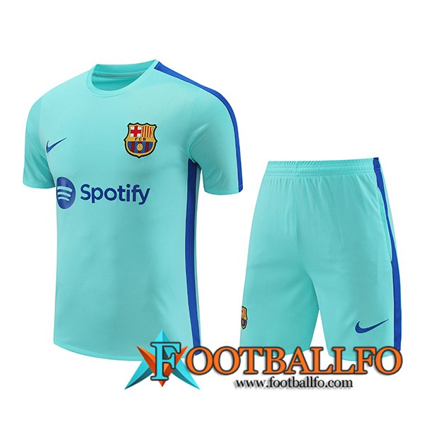 Camiseta Entrenamiento + Cortos FC Barcelona Azul Claro 2023/2024 -03