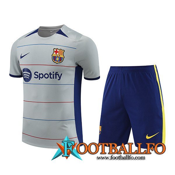 Camiseta Entrenamiento + Cortos FC Barcelona Gris 2023/2024 -03
