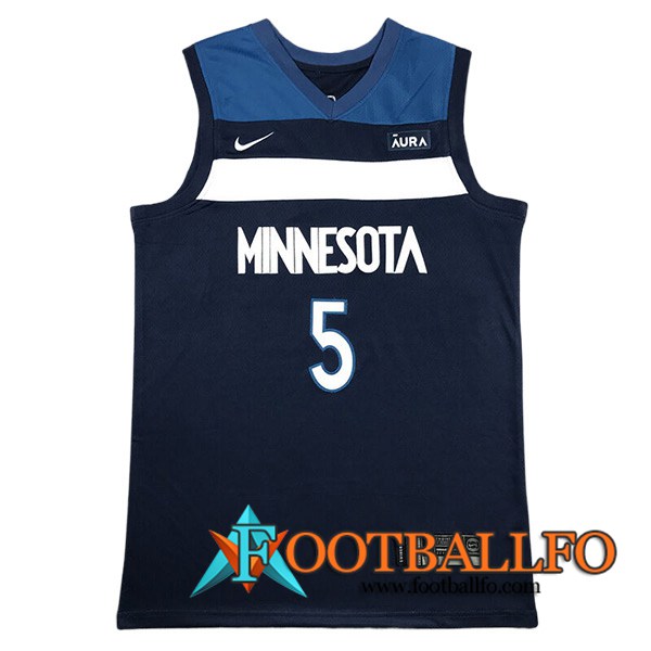 Camisetas De Futbol Minnesota Timberwolves (EDWARDS #5) 2023/24 Negro/Azul