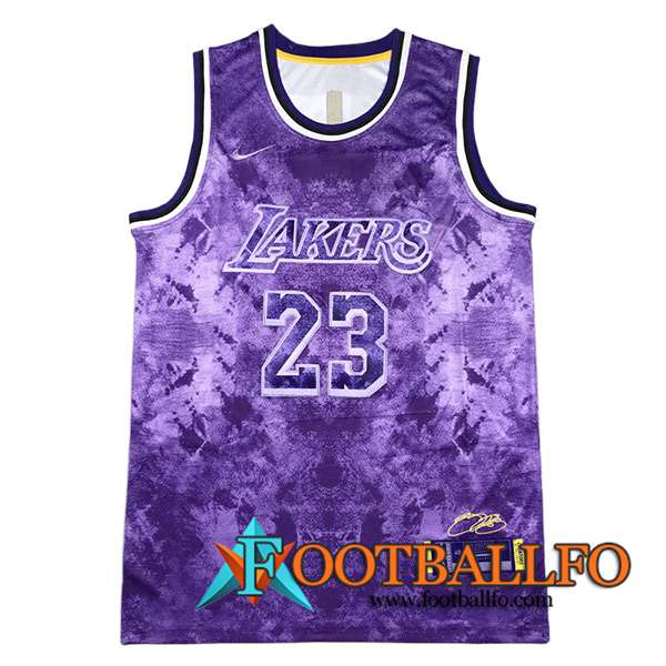 Camisetas De Futbol Los Angeles Lakers (JAMES #23) 2023/24 Violeta
