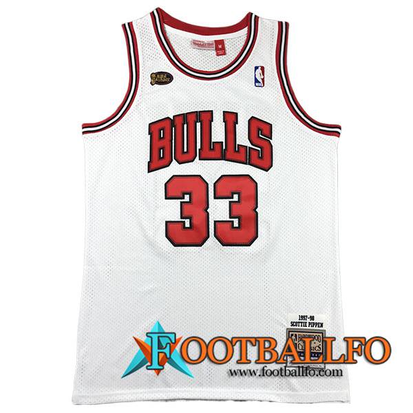 Camisetas De Futbol Chicago Bulls (PIPPEN #33) 2023/24 Blanco/Rojo