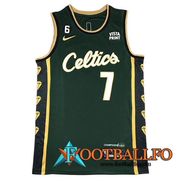 Camisetas De Futbol Boston Celtics (BROWN #7) 2023/24 Verde/Negro/Amarillo