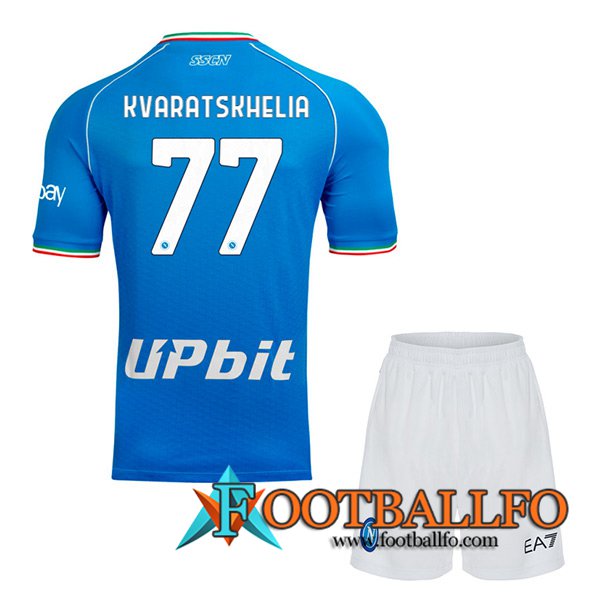 Camisetas De Futbol SSC Napoli (KVARATSKHELIA #77) Ninos 2023/2024 Primera