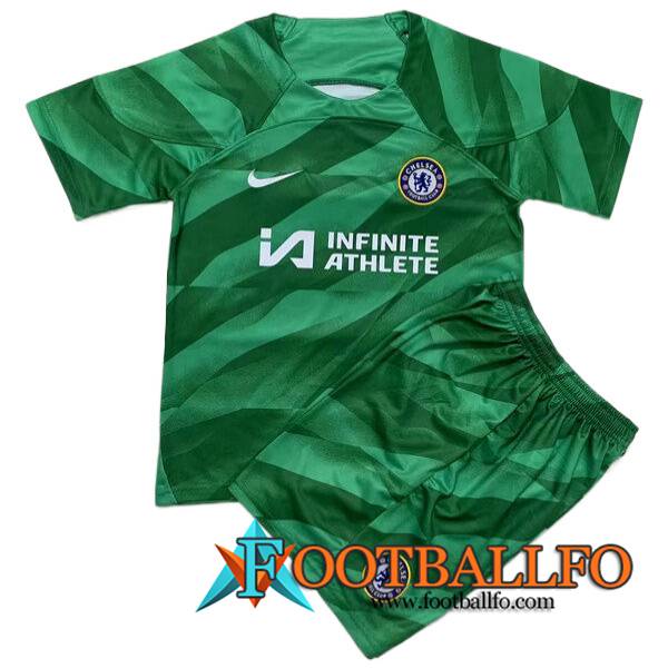 Camisetas De Futbol FC Chelsea Ninos Portero Verde 2023/2024