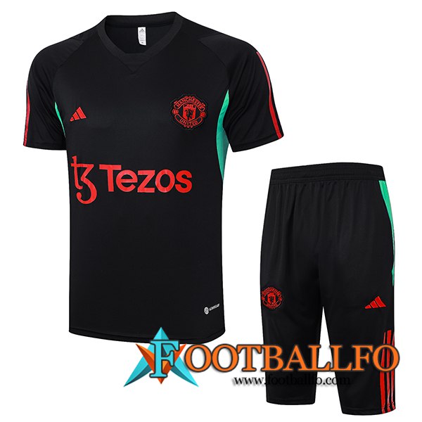 Camiseta Entrenamiento + Cortos Manchester United Negro 2023/2024 -04