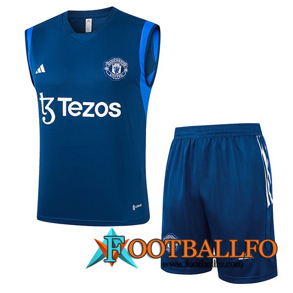 Camiseta Entrenamiento sin mangas + Cortos Manchester United Azul 2023/2024