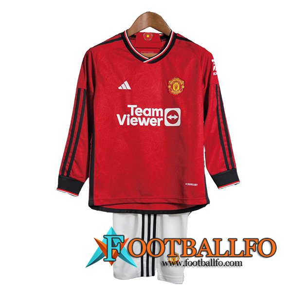 Camisetas De Futbol Manchester United Ninos Primera Manga Largas 2023/2024