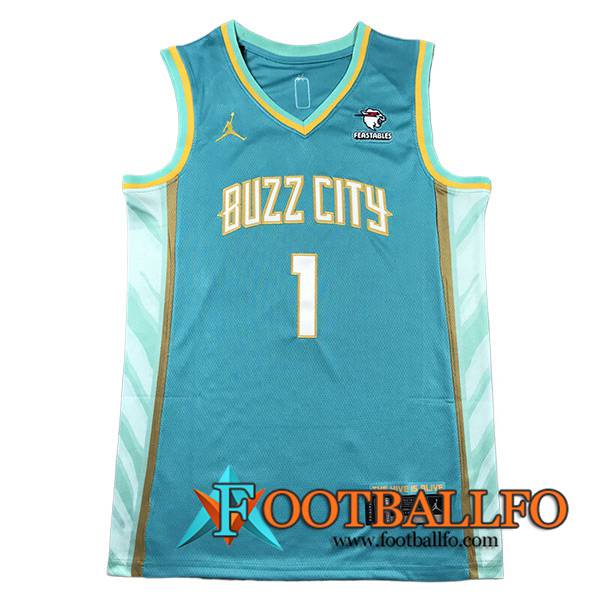 Camisetas De Futbol Charlotte Hornets (BALL #1) 2023/24 Azul Claro -02