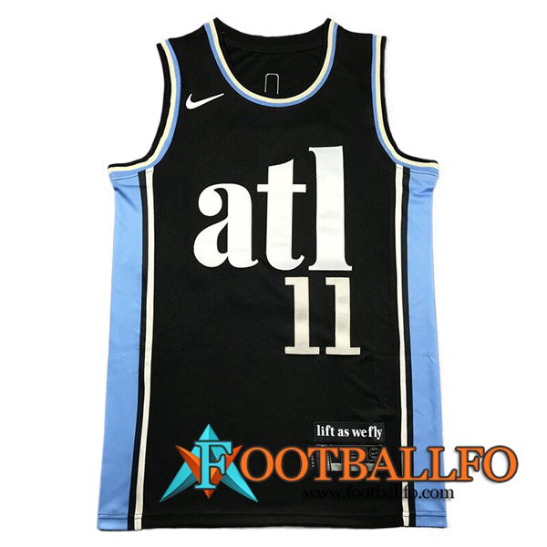 Camisetas De Futbol Atlanta Hawks (YOUNG #11) 2023/24 Negro/Azul