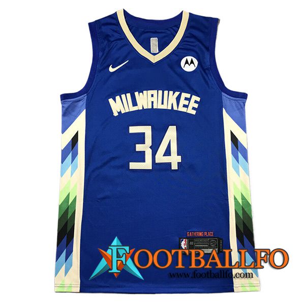 Camisetas De Futbol Milwaukee Bucks (ANTETOKOUNMPO #34) 2023/24 Azul -02