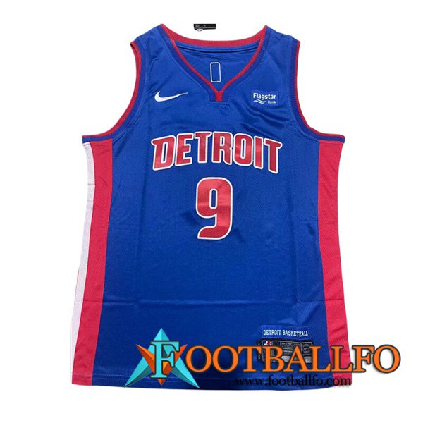 Camisetas De Futbol Detroit Pistons (THOMPSON #9) 2023/24 Azul/Rojo