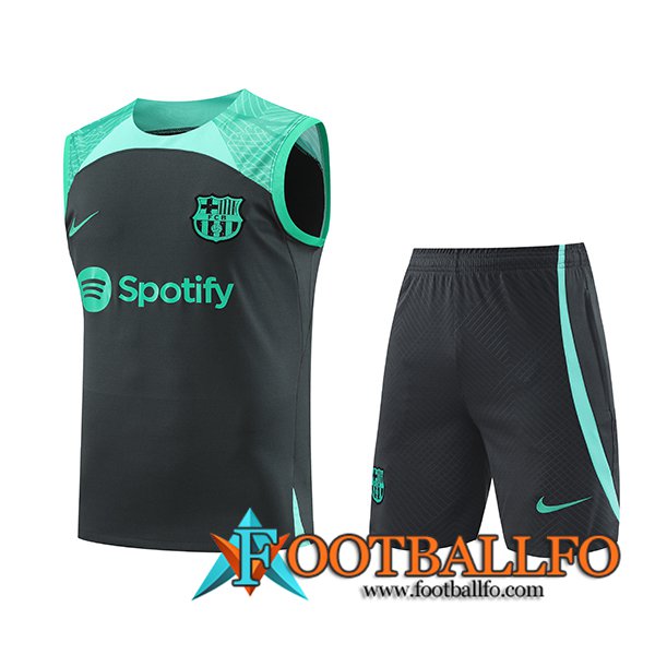 Camiseta Entrenamiento sin mangas + Cortos FC Barcelona Negro/Verde 2023/2024