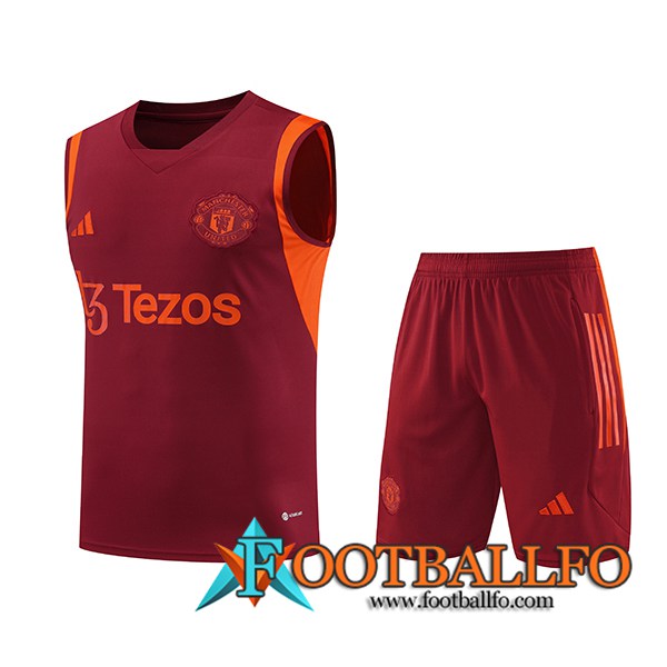 Camiseta Entrenamiento sin mangas + Cortos Manchester United Rojo 2023/2024 -02