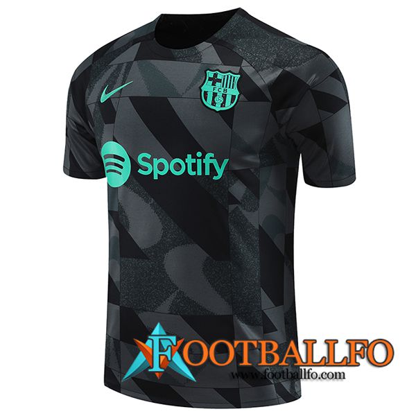 Camiseta Entrenamiento FC Barcelona Negro/Gris/Verde 2023/2024