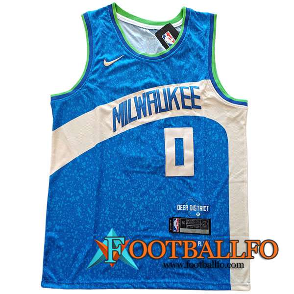 Camisetas De Futbol Milwaukee Bucks (LILLARD #0) 2023/24 Azul/Blanco
