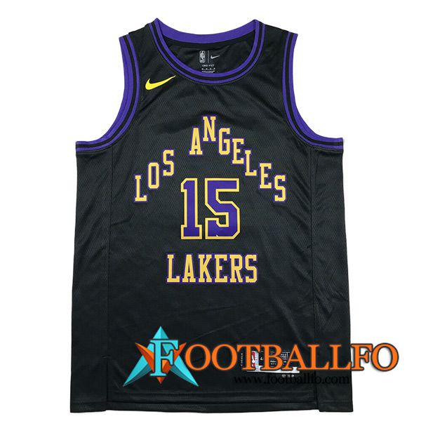 Camisetas De Futbol Los Angeles Lakers (REAVES #15) 2023/24 Negro/Violeta/Amarillo
