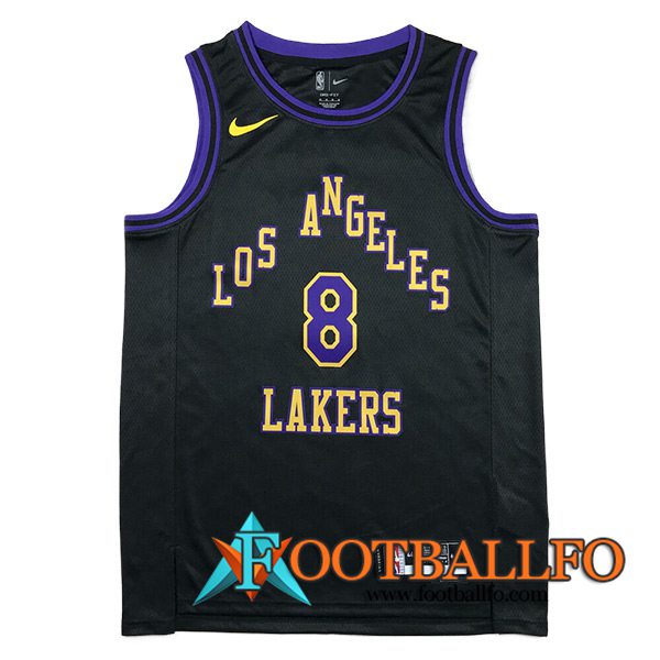 Camisetas De Futbol Los Angeles Lakers (BRYANT #8) 2023/24 Negro/Violeta/Amarillo