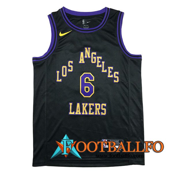 Camisetas De Futbol Los Angeles Lakers (JAMES #6) 2023/24 Negro/Violeta/Amarillo