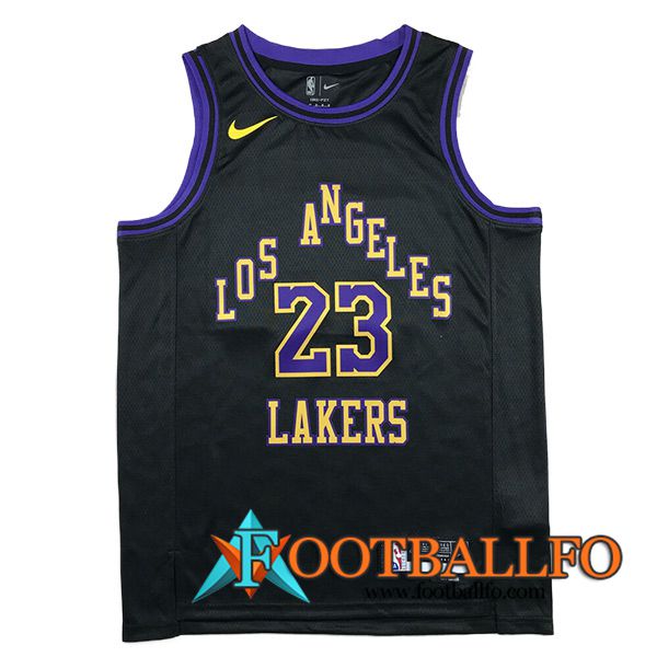 Camisetas De Futbol Los Angeles Lakers (JAMES #23) 2023/24 Negro/Violeta/Amarillo
