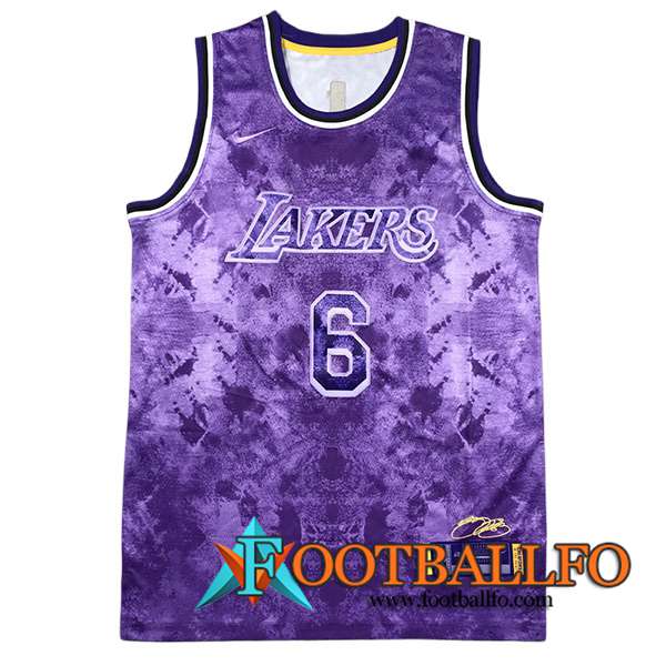 Camisetas De Futbol Los Angeles Lakers (JAMES #6) 2023/24 Violeta -04