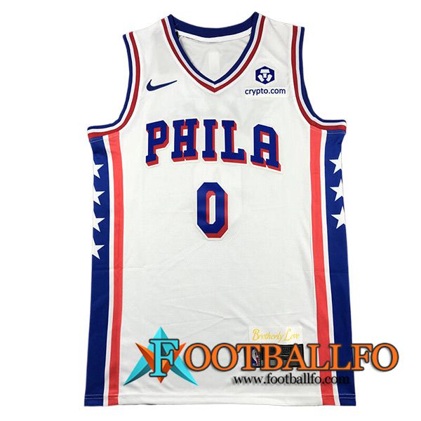 Camisetas De Futbol Los Philadelphia 76ers (MAXEY #0) 2023/24 Blanco/Azul/Rojo