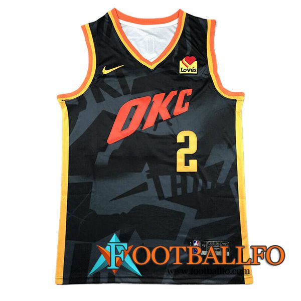 Camisetas De Futbol Oklahoma City Thunder (GILGEOUS-ALEXANDER #2) 2023/24 Negro/Rojo/Amarillo