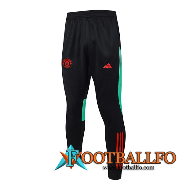 Pantalon Entrenamiento Manchester United Negro/Rojo/Verde 2023/2024