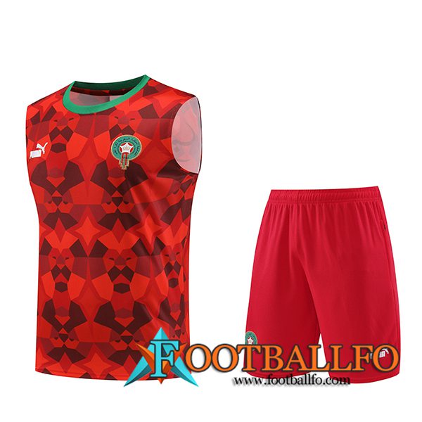 Camiseta Entrenamiento sin mangas + Cortos Maroc Rojo 2023/2024