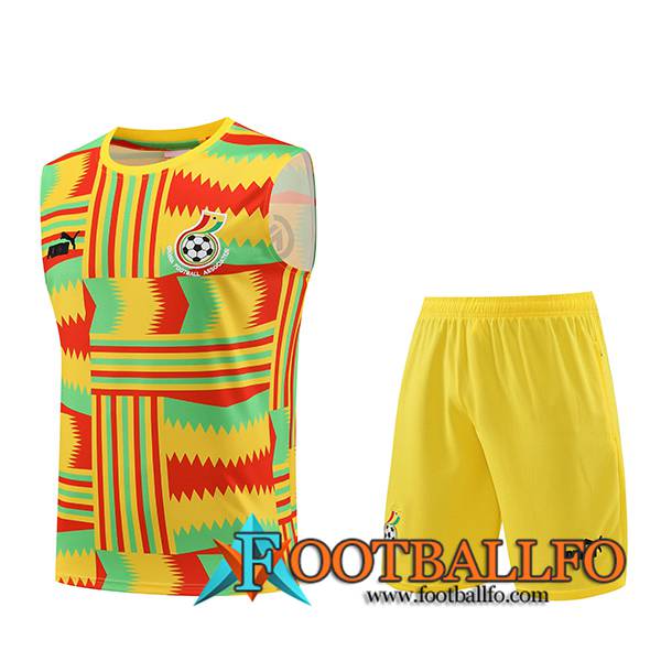 Camiseta Entrenamiento sin mangas + Cortos Ghana Amarillo/Rojo/Verde 2023/2024