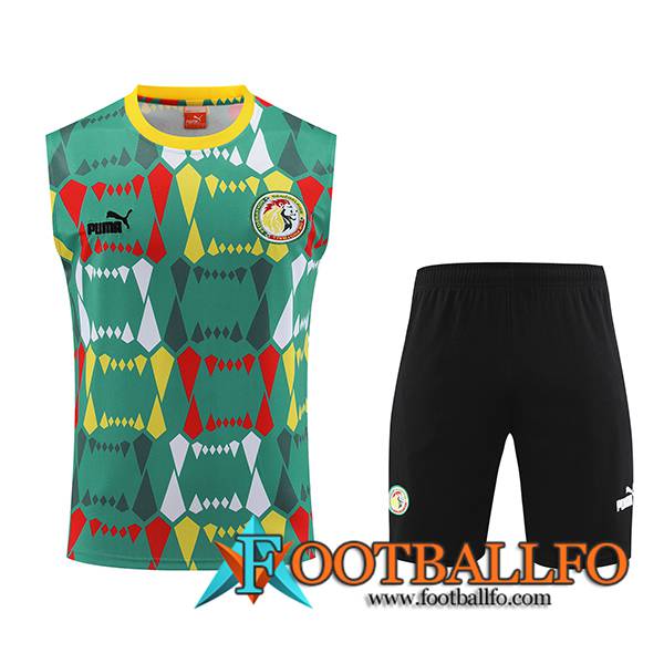 Camiseta Entrenamiento sin mangas + Cortos Sénégal Verde/Negro 2023/2024