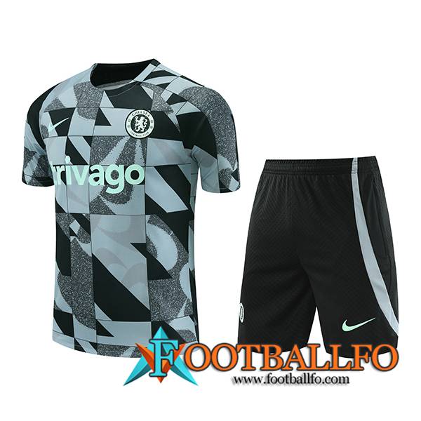 Camiseta Entrenamiento + Cortos FC Chelsea Verde/Negro/Gris 2023/2024