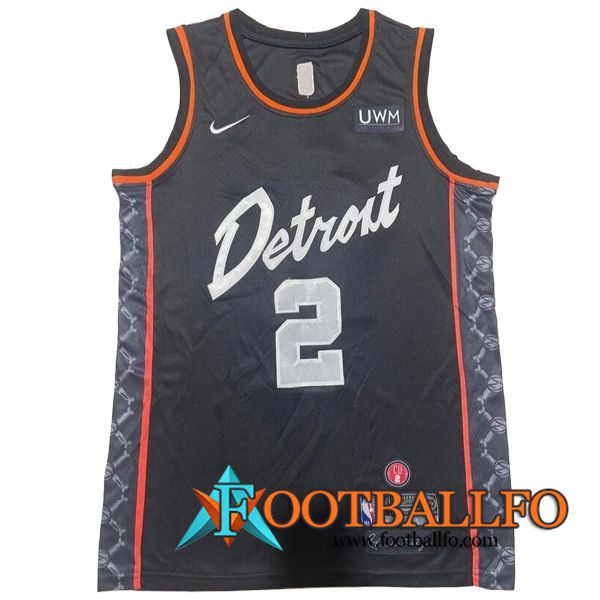 Camisetas Detroit Pistons (CUNNINGHAM #2) 2023/24 Negro-02